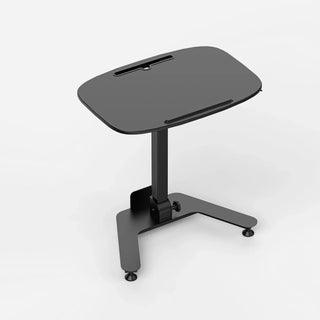Black WalkingPad ETD5 folding standing desk seen at an angle