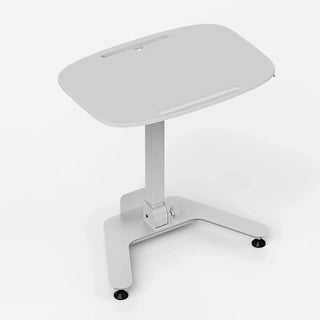 White WalkingPad ETD5 folding standing desk seen at an angle
