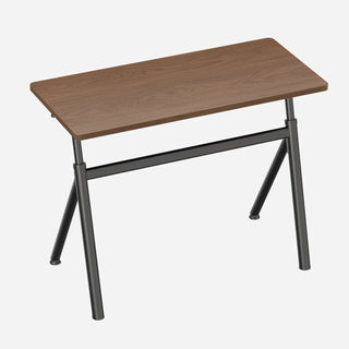 Side view of the black walnut WalkingPad ETD6 standing desk