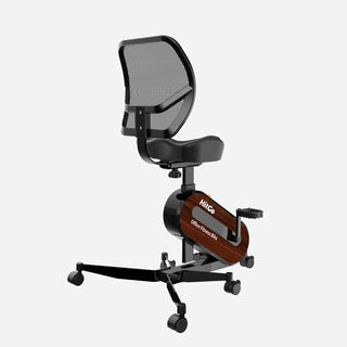 Black WalkingPad FC1 office bike chair seen from the front with the pedals in view