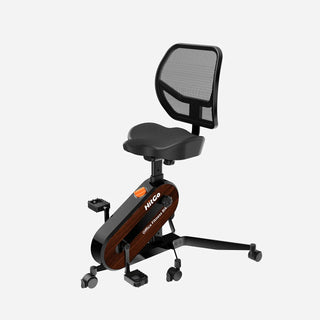 Black WalkingPad FC1 office bike chair seen from behind the mesh backrest