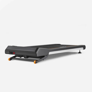 Side view of the WalkingPad H1 Plus walking pad with its deck inclined