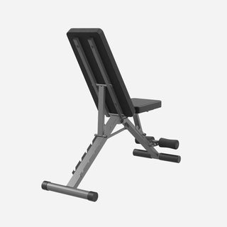 Black WalkingPad MATE-FB1 weight bench with the backrest at its steepest setting