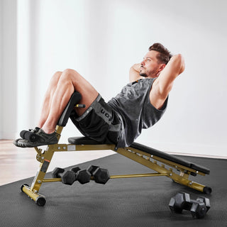 Man performing a sit-up on the WalkingPad MATE-WB1 Roman chair with his feet anchored