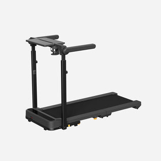WalkingPad MX10 treadmill in black, open with the tray table and side handles out