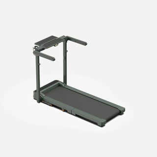 WalkingPad MX10 treadmill in green, open with the tray table and side handles out