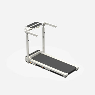 WalkingPad MX10 treadmill in pearl, open with the tray table and side handles out