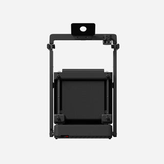 WalkingPad MX8 treadmill folded upright and seen from behind