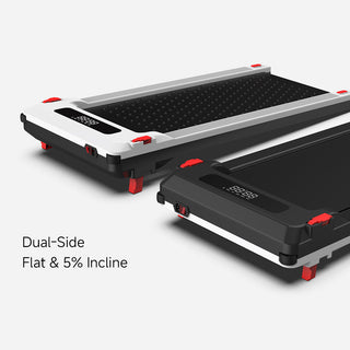 WalkingPad Massage Step treadmill shown flat and with its incline raised
