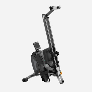 WalkingPad RM1 magnetic rowing machine folded upright and seen from the side