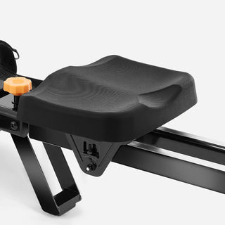 Close view of the seat and slide rail on the WalkingPad RM1