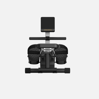 WalkingPad RW001 magnetic rowing machine seen from the front with the display raised