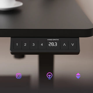 Close view of the memory preset control panel on the WalkingPad two-piece standing desk