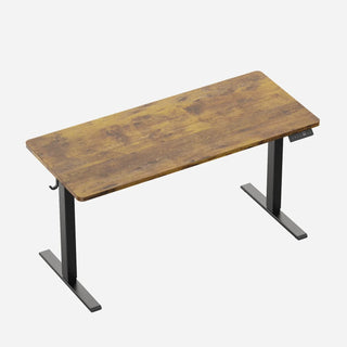 Rustic brown WalkingPad two-piece electric standing desk with a black frame