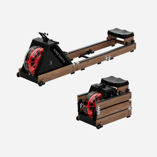 WalkingPad WR20 water rowing machine shown both folded and fully open