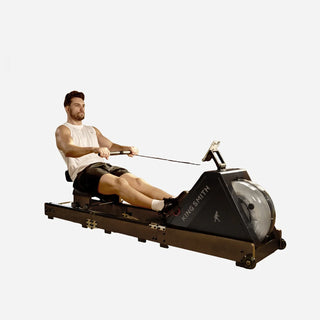Man rowing on the WalkingPad WR20 water rowing machine