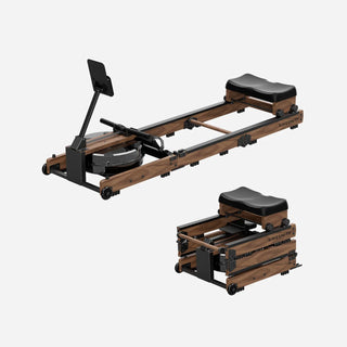WalkingPad WR3L water rowing machine shown both folded and fully open