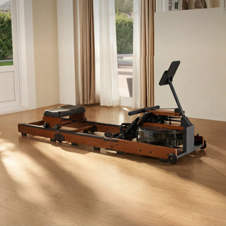 WalkingPad WR3L water rowing machine open and ready to use beside a window