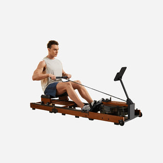 Man rowing on the WalkingPad WR3L water rowing machine