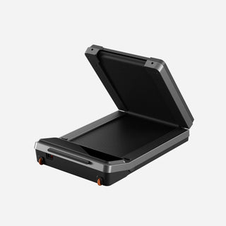 WalkingPad Z3 Just Walk treadmill half folded, showing the hinge in the deck