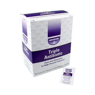Triple Water Jel® 943299_CS  First Aid Antibiotic Ointment packaging with a small packet on a white background