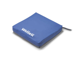 Wellell Sedens 500 dynamic pressure relief wheelchair cushion system with pump, alternating therapy, and rechargeable battery.
