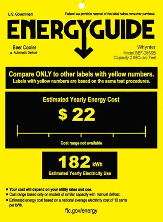 Whynter BEF-286SB 15" Built-in 2.9 cu. ft. Beer Keg Froster Beverage Refrigerator