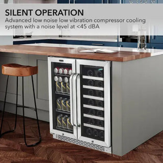 Whynter BWB-3388FDS/BWB-3388FDSa 30″ Built-In French Door Dual Zone 33 Bottle Wine Refrigerator