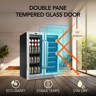 Whynter BWB-3388FDS/BWB-3388FDSa 30″ Built-In French Door Dual Zone 33 Bottle Wine Refrigerator