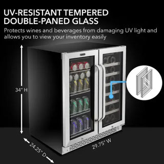 Whynter BWB-3388FDS/BWB-3388FDSa 30″ Built-In French Door Dual Zone 33 Bottle Wine Refrigerator