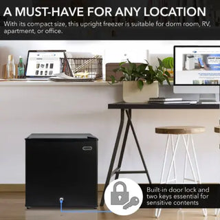 Whynter CUF-110B 1.1 cu. ft. Upright Compact Mini Freezer with Lock – Black