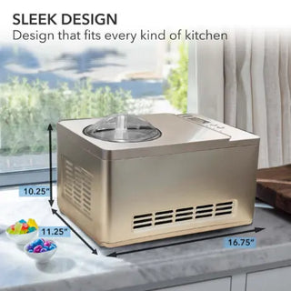 Whynter ICM-220CGY 2 Quart Capacity Automatic Compressor Ice Cream Maker and Yogurt Function