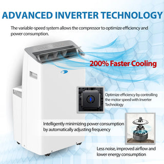 Whynter ARC-1230WNH 14,000 BTU NEX Inverter Dual Hose Cooling Portable Air Conditioner