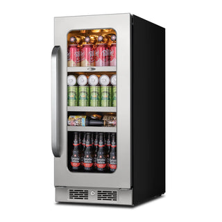 Whynter BSR-080SB 15 Inch Undercounter 128 Cans Seamless Stainless Steel Beverage Fridge
