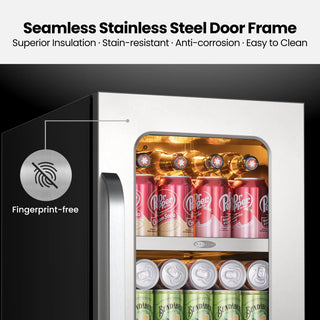 Whynter BSR-080SB 15 Inch Undercounter 128 Cans Seamless Stainless Steel Beverage Fridge
