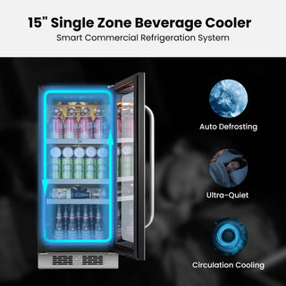 Whynter BSR-080SB 15 Inch Undercounter 128 Cans Seamless Stainless Steel Beverage Fridge