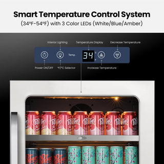 Whynter BSR-140SB 24Inch Undercounter 166 Cans Seamless Stainless Steel Beverage Fridge