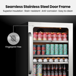 Whynter BSR-140SB 24Inch Undercounter 166 Cans Seamless Stainless Steel Beverage Fridge