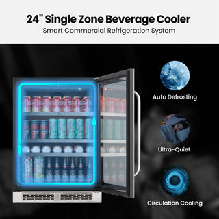 Whynter BSR-140SB 24Inch Undercounter 166 Cans Seamless Stainless Steel Beverage Fridge