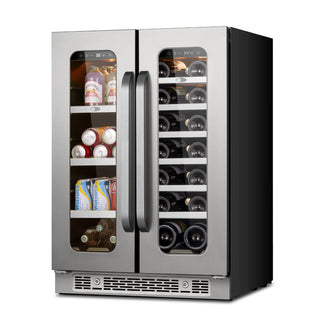 Whynter BSR-6020FDS 24 Inch French-door Dual Zone,Stainless Steel 76 Can 20 Bottle Beverage Refrigerator