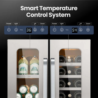 Whynter BSR-6020FDS 24 Inch French-door Dual Zone,Stainless Steel 76 Can 20 Bottle Beverage Refrigerator