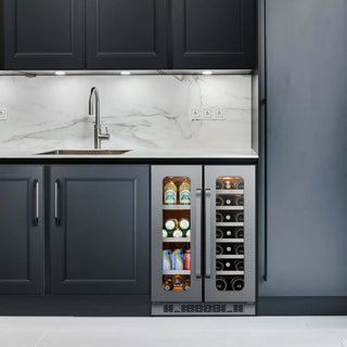 Whynter BSR-6020FDS 24 Inch French-door Dual Zone,Stainless Steel 76 Can 20 Bottle Beverage Refrigerator