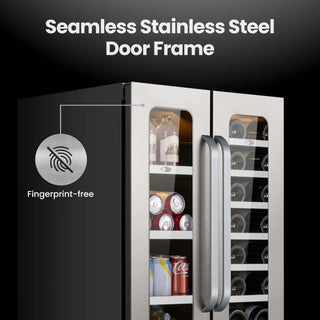 Whynter BSR-6020FDS 24 Inch French-door Dual Zone,Stainless Steel 76 Can 20 Bottle Beverage Refrigerator