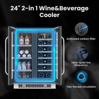 Whynter BSR-6020FDS 24 Inch French-door Dual Zone,Stainless Steel 76 Can 20 Bottle Beverage Refrigerator