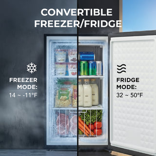 Whynter CUF-301 Compact Upright Convertible Fridge/Freezer w/Lock, 3.1 Cu. Ft., Black/Stainless Steel Color, Energy Star