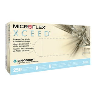 XCEED™ 763376_CS, Nitrile Exam Glove, Small, Standard Cuff Length, Blue, Not Rated with ergonomic design technology on a white background