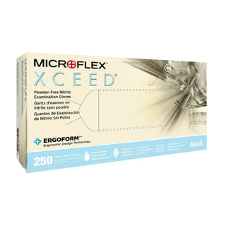 XCEED™ 763378_CS, Nitrile Exam Glove, Large, Standard Cuff Length, Blue, Not Rated with ergonomic design technology on a white background