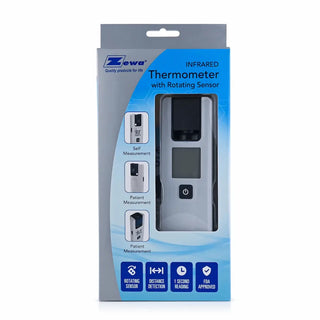 Zewa 11110 Infrared Non-Touch Forehead and Object Thermometer with 4-Way Rotating Sensor