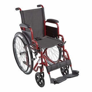 Red and black manual wheelchair on a white background