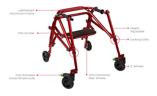 Circle Specialty KLIP Lightweight Gait Trainer with Seat angled view on white background